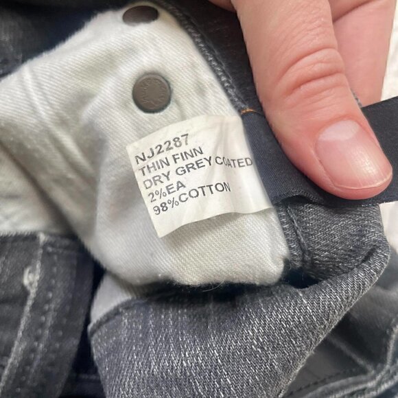 Nudie Thin Finn Jeans in Dry Grey Coated - Size 26 - Picture 3 of 5